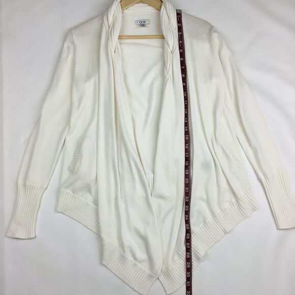 Cache Open Front Cardigan Sweater Cotton Modal Cashmere Women's XS Ivory Cream - Picture 8 of 10